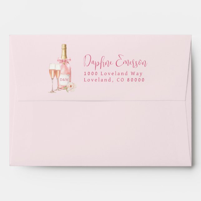 Pink Champagne Bridal Shower Envelope (Back (Top Flap))