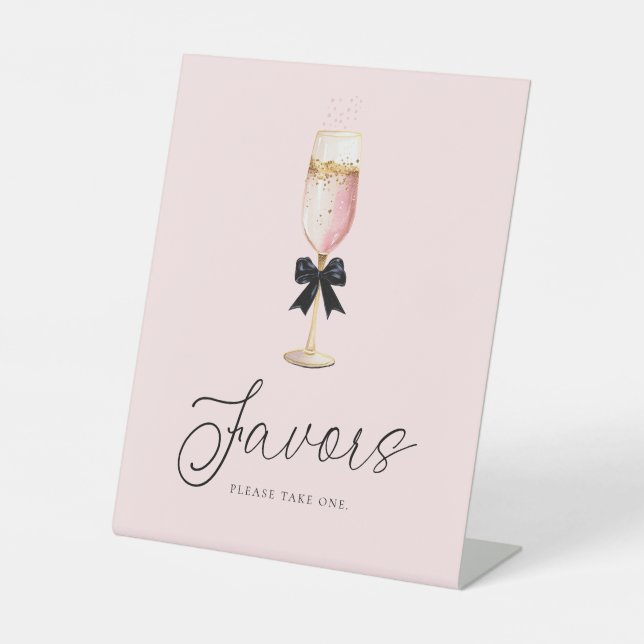 Pink Champagne Bridal Shower Favours Sign (Front)