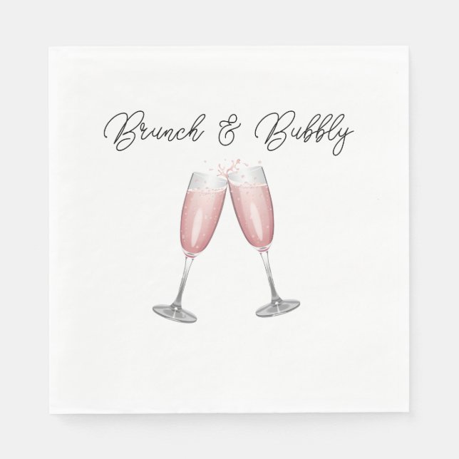 Pink Champagne Bridal Shower Paper Napkin (Front)