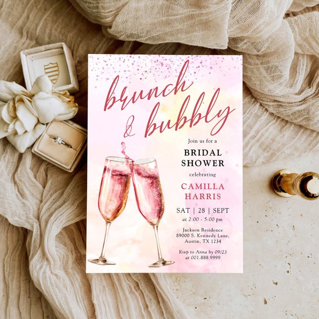 Pink Champagne Brunch And Bubbly Bridal Shower Invitation (Creator Uploaded)