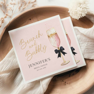 Pink Champagne Brunch and Bubbly Bridal Shower Napkin
