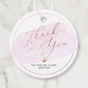 Pink Champagne Bubbles, Watercolor Thank You Favour Tags