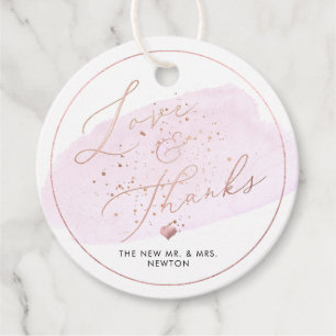Pink Champagne Bubbles, Watercolor Thank You Favour Tags