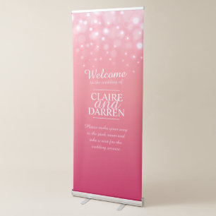 Pink champagne bubbles wedding welcome banner