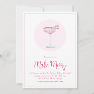 Pink Champagne Candy Can Holiday Party  Invitation