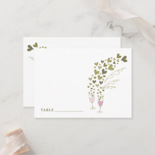 Pink Champagne Cheers And Gold Hearts Chic Wedding Place Card