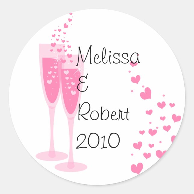 Pink Champagne! Classic Round Sticker (Front)