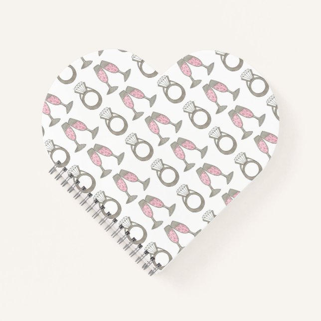 Pink Champagne Diamond Ring Bridesmaid Wedding Notebook (Front)