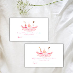 Pink Champagne Feet Diaper Raffle Baby Shower Enclosure Card