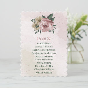 pink champagne flowers seating chart card