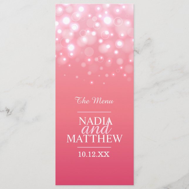 Pink champagne four course dinner menu (Front)