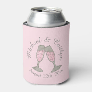 Pink Champagne Glasses Bridal Shower Wedding Favou Can Cooler
