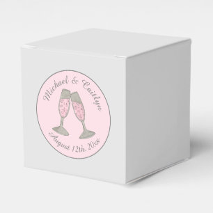 Pink Champagne Glasses Bridal Shower Wedding Favour Box