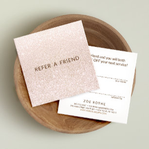 Pink Champagne Glitter Salon Customer Referral Card
