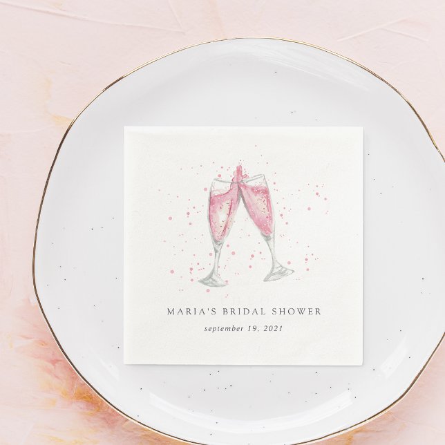 Pink Champagne Personalised Bridal Shower Napkin (Creator Uploaded)