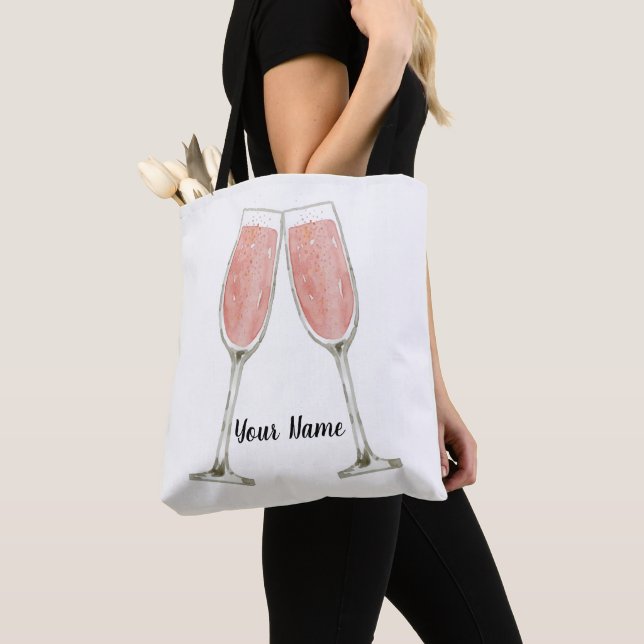 Pink Champagne Personalised Tote Bag (Close Up)