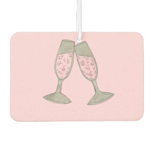 Pink Champagne Personalised Wedding Bridal Shower Car Air Freshener