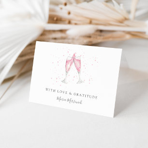 Pink Champagne Personalized Thank You Card