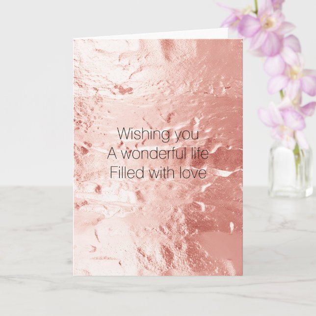 Pink Champagne Rose Glam Wedding Card (Orchid)
