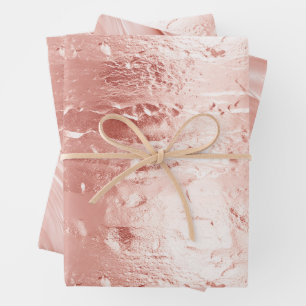 Pink Champagne Rose Glam Wedding Wrapping Paper Sheet