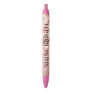 Pink Champagne Rose Glam Zebra Black Ink Pen