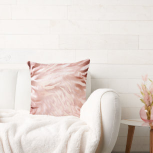 Pink Champagne Rose Glam Zebra Round Pillow