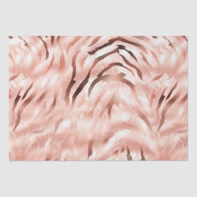 Pink Champagne Rose Glam Zebra Tissue Paper (Front)