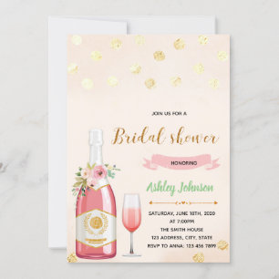Pink champagne shower theme party invitation