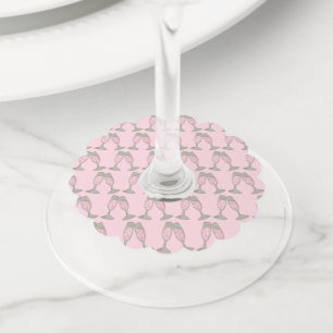 Pink Champagne Toast Cheers Bridal Shower Wedding Wine Glass Tag