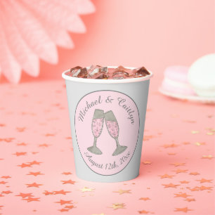Pink Champagne Toast Cheers Wedding Bridal Shower Paper Cups