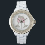 Pink Champagne Toast Cheers Wedding Bride Watch<br><div class="desc">Features an original marker illustration of two glasses of bubbly pink champagne. Perfect for engagements,  weddings,  bridal showers,  bachelorette parties and more! 

Designer is available to create and upload custom designs to match the colours and themes of your wedding--click "Ask this Designer" to begin the design process!</div>
