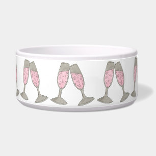 Pink Champagne Toast Glass Bubbly Pet Bowl