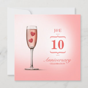 Pink Champagne - Wedding Anniversary invitation