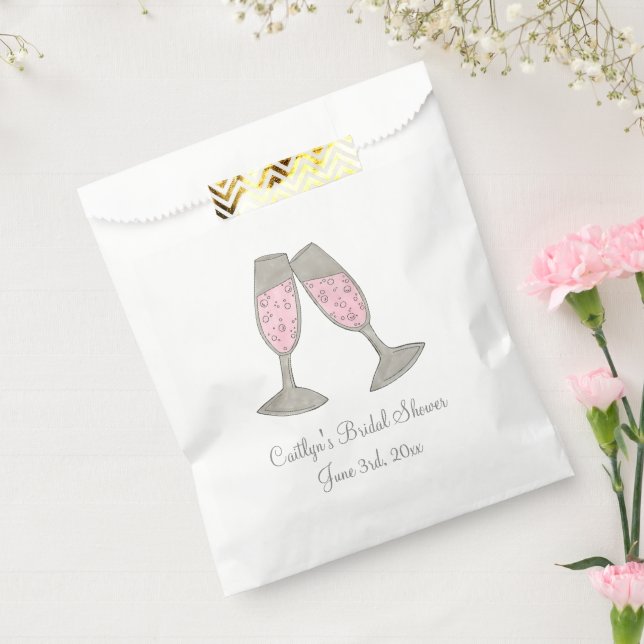 Pink Champagne Wedding Bridal Shower Engagement Favour Bags (Sealed)