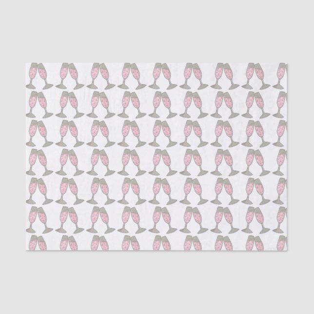 Pink Champagne Wedding Bridal Shower Gift Tissue Paper (Front)