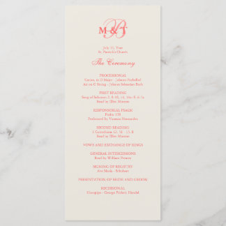 Pink & Champagne Wedding Program Programme