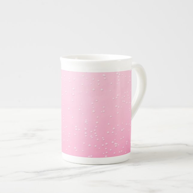 Pink Champagne with Tiny Bubbles Background Art Bone China Mug (Front Right)