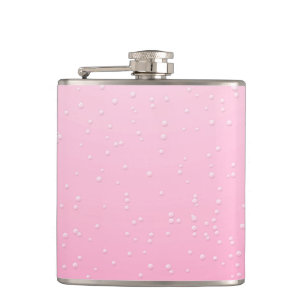 Pink Champagne with Tiny Bubbles Background Art Hip Flask