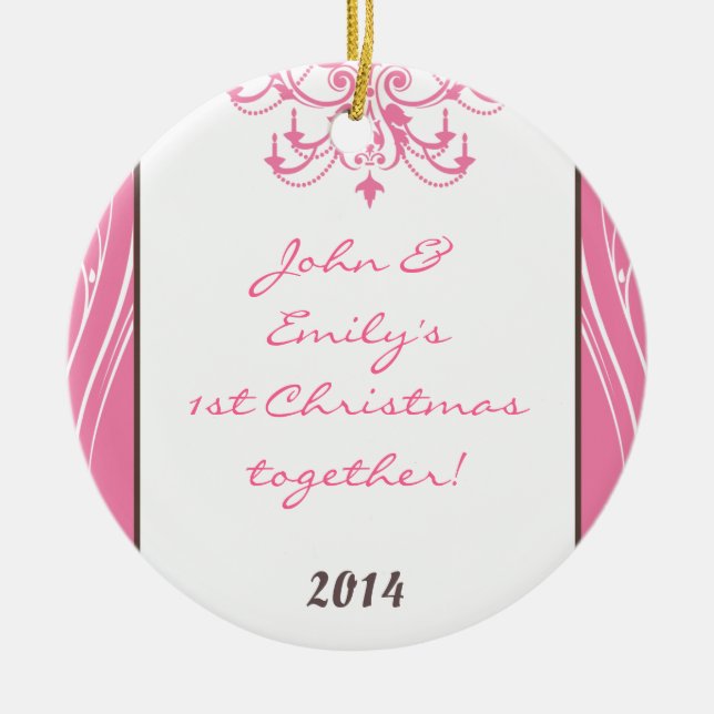 Pink Chandelier Chic Personalised Name Ornament (Front)