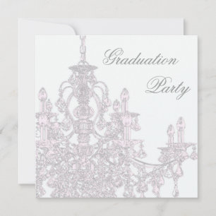 Pink Chandelier Graduation Party Invitation