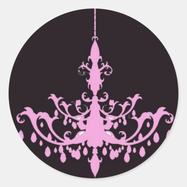 Pink Chandelier on Black Sticker (Front)