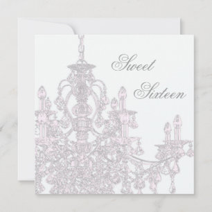 Pink Chandelier Sweet 16 Birthday Party Invitation