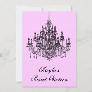 Pink Chandelier Sweet 16 Party Invitation