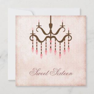 Pink Chandelier Sweet 16 Party Invitation