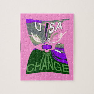 Pink Change  Hillary USA We Are Stronger Together. Jigsaw Puzzle
