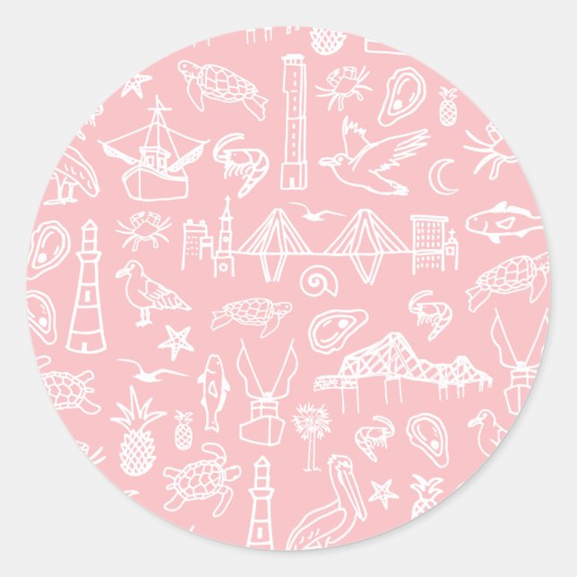 Pink Charleston Toile Sticker (Front)