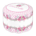 Pink Check and Roses Pouf