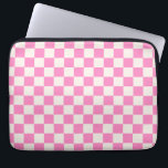 Pink Check, Chequerboard Pattern, Chequered Laptop Sleeve<br><div class="desc">Chequered Pattern – pink and cream white chequerboard.</div>