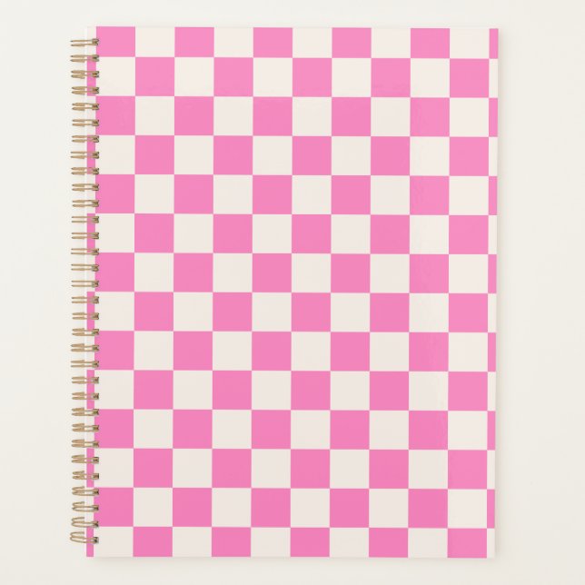 Pink Check, Chequerboard Pattern, Chequered Planner (Front)