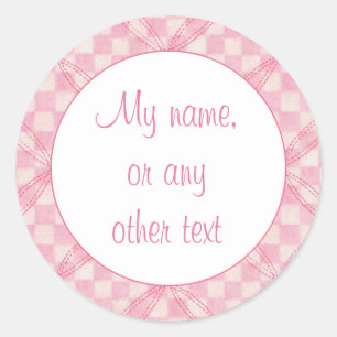 PINK CHECK QUILT 3" Round Matte Stickers